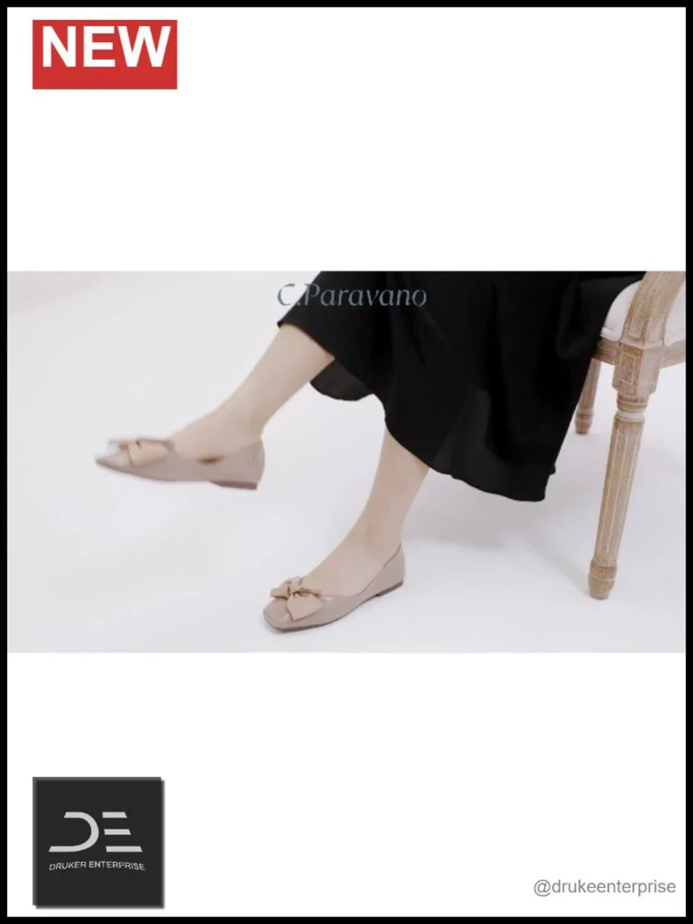 Women's Square Toe Ballet Flats with Bow - Lambskin Leather Lining, Memory Foam